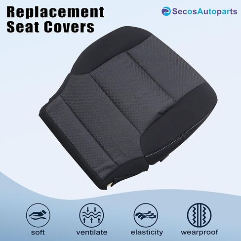 سائق Secosautoparts أو قاع الراكب ووسادة الرغوة غطاء مقعد القماش الرمادي#H2T أو 4dp متوافق مع Chevy Silverado 1500 2500HD Tahoe متوافق مع GMC Sierra 2014 2015 2015 2017 2018 2018 in Kuwait