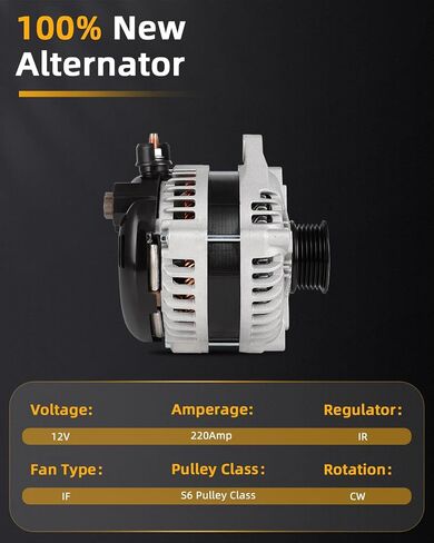 OCPTY ANDLESTINATORS ANTERLATOR 11532 لـ FORD F-150 5.0L V8 2011 2012 2013 2014،12V 220AMP S6 Pulley Class يستبدل 104210-6270 1042106660 104210-6660 in Kuwait