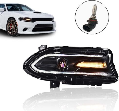 PIT66 Headlight Assembly, Compatible with Dodge Charger 2015 2016 2017 2018 2019 2020 2021 Halogen Headlamp Pair Left Driver Side And Right Passenger Side 68214397AB in Kuwait