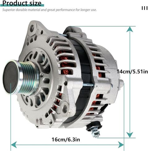 Alternator Compatible with Rogue 2008-2012, X-Trail 2005-2006, 2.5L, 12V 110A 6-Groove Clutch Pulley Clockwise, Replace# 23100AU400, 23100AU40D in Saudi Arabia