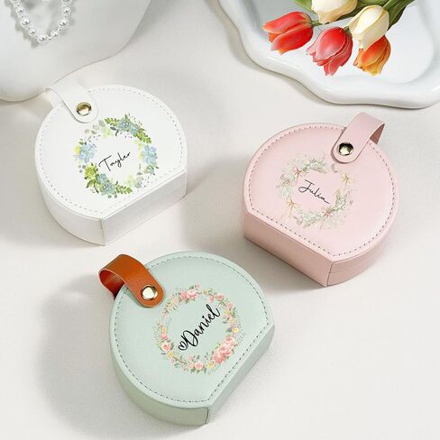 Ships Next Day, Small Travel Jewelry Case with Custom Initial and Name, Personalized Jewelry Box Organizer for Traveling, Half-Moon Design Case with Handle, Graduation Gifts for Best Friends in Saudi Arabia