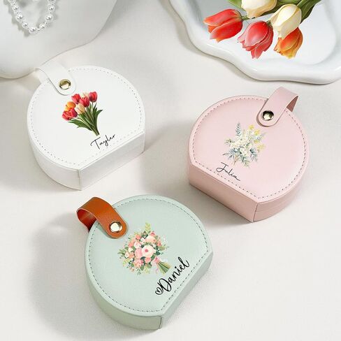 Ships Next Day, Small Travel Jewelry Case with Custom Initial and Name, Personalized Jewelry Box Organizer for Traveling, Half-Moon Design Case with Handle, Graduation Gifts for Best Friends in Saudi Arabia