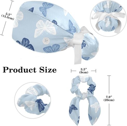 Aesthetic Butterfly Scrub Caps Surgical Women with Buttons Sweatband and Hairband Surgical Caps for Long Hair Women in Saudi Arabia