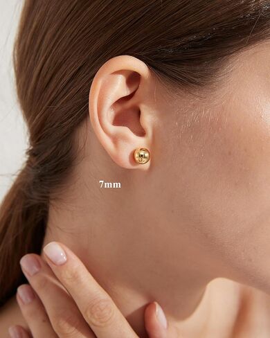 925 Sterling Silver Ball Stud Earrings for Women Men Hypoallergenic Ball Earrings 4mm-8mm in Kuwait