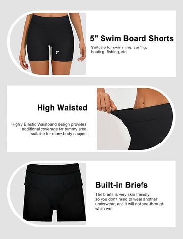 Bonneuitbebe Women's Swim Shorts High Waist Bathing Suit Bottoms UPF 50+ Swimsuit Boy Shorts Bikini Board Shorts S-XXL in Kuwait