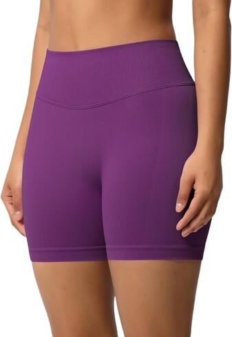 Womens Workout Impact Shorts 3.6" Low Waist Seamless Butt Lifting Tummy Control Biker Shorts for Gym Running in Saudi Arabia