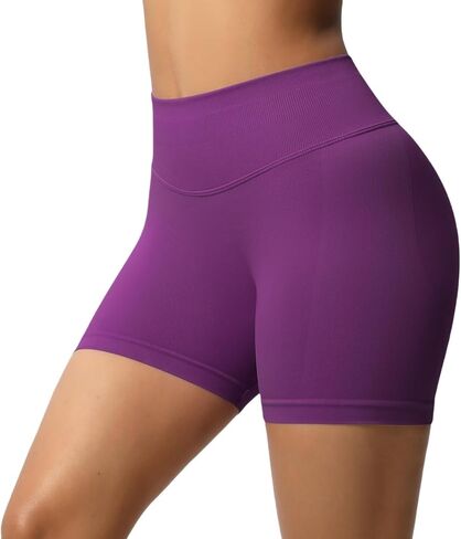 Womens Workout Impact Shorts 3.6" Low Waist Seamless Butt Lifting Tummy Control Biker Shorts for Gym Running in Saudi Arabia
