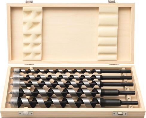Auger Drill Bit Set for Wood, 5Pcs Hex Shank 3/8-Inch One Piece 12inch Long Auger Drill Bit Set 7/8", 1/2", 5/8", 3/4", 1" in Kuwait