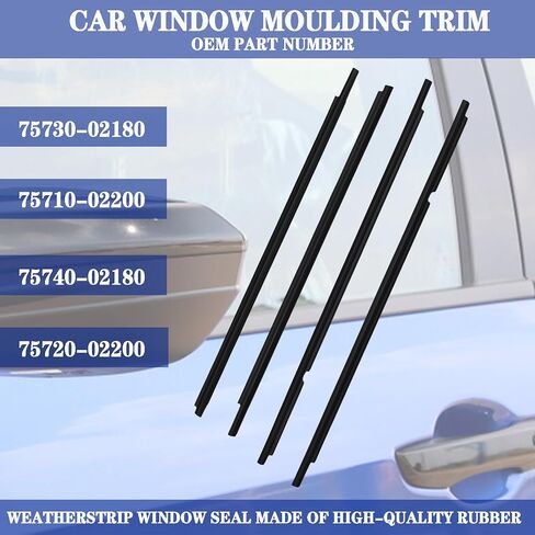 4pcs نافذة صب القطع تقليم الحزام weathersstrip حزام الختم متوافق مع 2003 2004 2005 2006 2007 2007 2008 Toyota Corolla تحل محل 75730-02180 75710-02200 75740-02180 75720-02200 in Saudi Arabia
