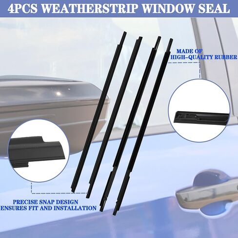 4pcs نافذة صب القطع تقليم الحزام weathersstrip حزام الختم متوافق مع 2003 2004 2005 2006 2007 2007 2008 Toyota Corolla تحل محل 75730-02180 75710-02200 75740-02180 75720-02200 in Saudi Arabia