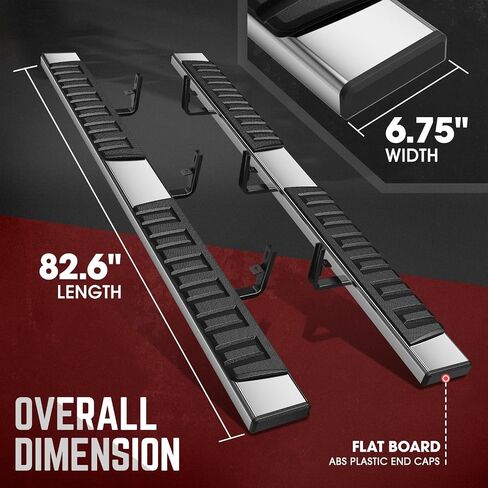 DNA MOTORING 6.75" Wide Flat Running Board Side Step Bars Compatible with 2015-2024 Chevy Colorado Canyon Crew Cab, Truck Running Boards & Steps for Colorado, STEPB-A-0002 in Saudi Arabia