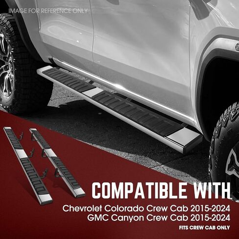 DNA MOTORING 6.75" Wide Flat Running Board Side Step Bars Compatible with 2015-2024 Chevy Colorado Canyon Crew Cab, Truck Running Boards & Steps for Colorado, STEPB-A-0002 in Saudi Arabia