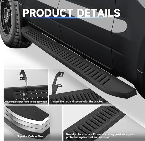 Running Boards Compatible with 2019-2024 Chevy Silverado 1500/2500/3500 Crew Cab,Steel Side Steps Nerf Bars, 6" Wide Textured Black in Kuwait