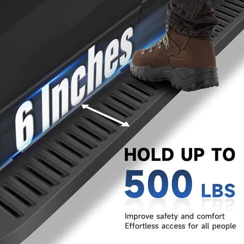 Running Boards Compatible with 2019-2024 Chevy Silverado 1500/2500/3500 Crew Cab,Steel Side Steps Nerf Bars, 6" Wide Textured Black in Kuwait