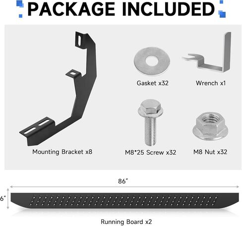 Running Boards Compatible with 2019-2024 Chevy Silverado 1500/2500/3500 Crew Cab,Steel Side Steps Nerf Bars, 6" Wide Textured Black in Kuwait