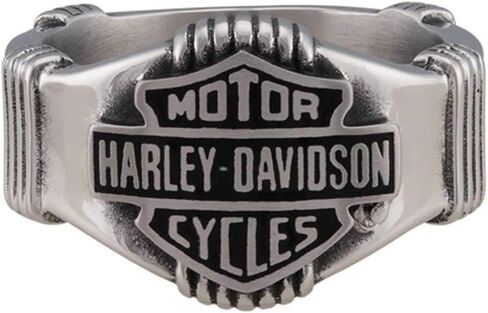 Harley-Davidson Men's Nut & Coil Bar & Shield Ring Band -Stainless Steel, Silver in Saudi Arabia