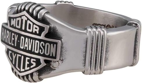 Harley-Davidson Men's Nut & Coil Bar & Shield Ring Band -Stainless Steel, Silver in Saudi Arabia