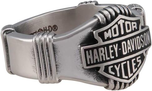 Harley-Davidson Men's Nut & Coil Bar & Shield Ring Band -Stainless Steel, Silver in Saudi Arabia