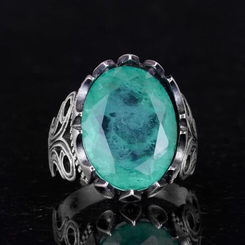 KAMBO Luxury 925K Sterling Silver Men's Ring - Available in Various Created Gemstones in Saudi Arabia