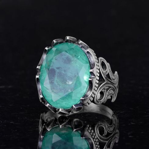 KAMBO Luxury 925K Sterling Silver Men's Ring - Available in Various Created Gemstones in Saudi Arabia