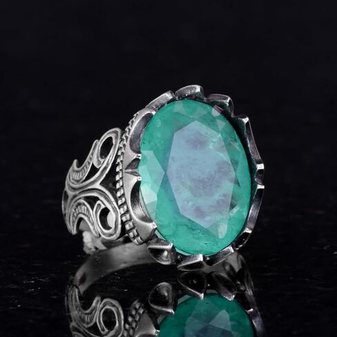 KAMBO Luxury 925K Sterling Silver Men's Ring - Available in Various Created Gemstones in Saudi Arabia