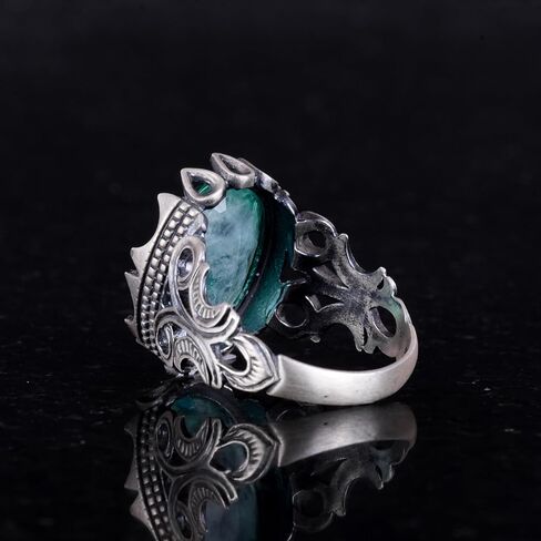 KAMBO Luxury 925K Sterling Silver Men's Ring - Available in Various Created Gemstones in Saudi Arabia