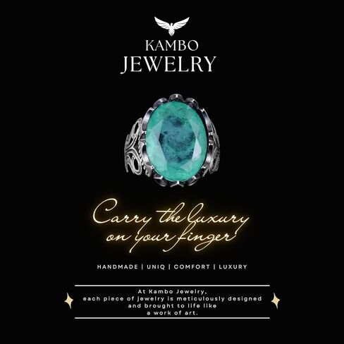 KAMBO Luxury 925K Sterling Silver Men's Ring - Available in Various Created Gemstones in Saudi Arabia