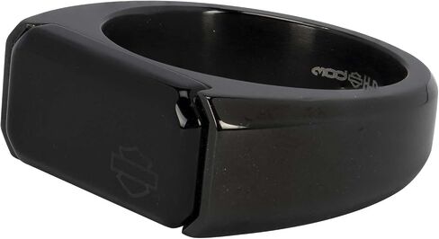 Harley-Davidson Men's Bar & Shield Blackout Onyx Signet Ring- Stainless Steel in Saudi Arabia