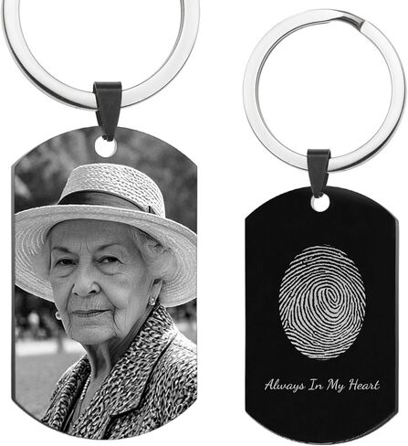 Dreambell Personalized Color Photo Custom Oval Fingerprint Text Engraved Picture Dog Tag Pendant Key Chain Gift for Women Men in Saudi Arabia