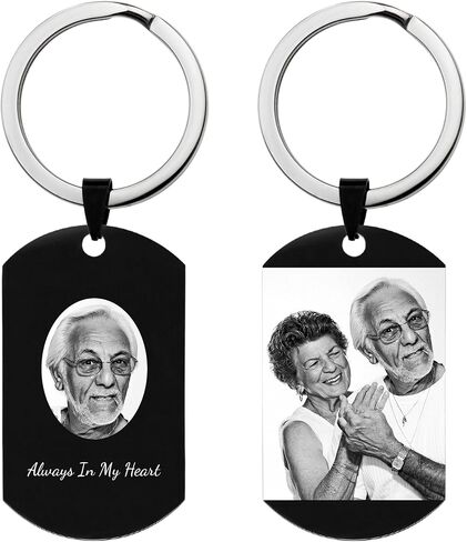 Dreambell Personalized Color Photo Custom Oval Fingerprint Text Engraved Picture Dog Tag Pendant Key Chain Gift for Women Men in Saudi Arabia