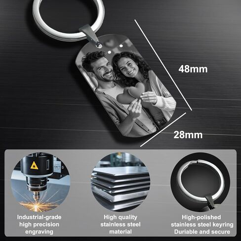 Dreambell Personalized Color Photo Custom Oval Fingerprint Text Engraved Picture Dog Tag Pendant Key Chain Gift for Women Men in Saudi Arabia