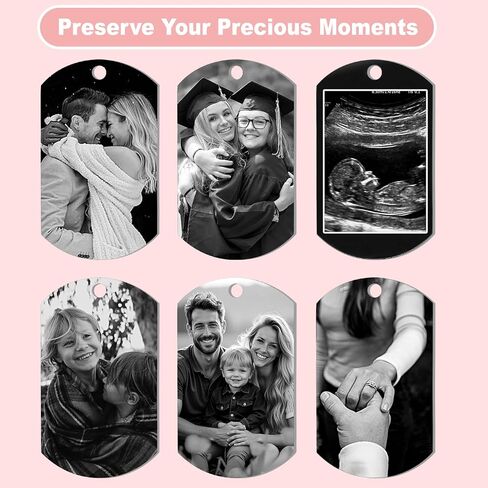 Dreambell Personalized Color Photo Custom Oval Fingerprint Text Engraved Picture Dog Tag Pendant Key Chain Gift for Women Men in Saudi Arabia