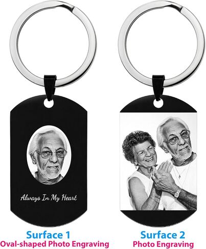 Dreambell Personalized Color Photo Custom Oval Fingerprint Text Engraved Picture Dog Tag Pendant Key Chain Gift for Women Men in Saudi Arabia