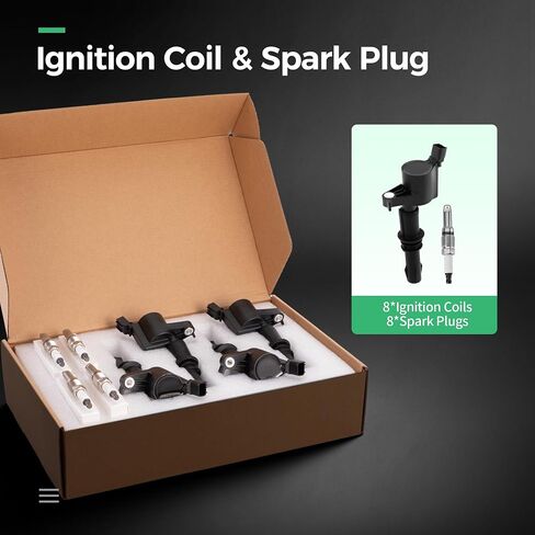 Ignition Coil Pack and Spark Plugs Set Fit for 2004-2008 Ford F150 2005-2008 Ford Expedition F250 F350 Super Duty Lincoln Navigator Mark LT 5.4L DG511 SP515 SP546,Set of 8 in Saudi Arabia