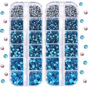 Blinginbox الإصلاح العاجل حجر الراين 2 صندوق إجمالي 5200 قطعة حجم مختلط بلورات زجاجية مستديرة لصنع المجوهرات (كريستال) in Kuwait