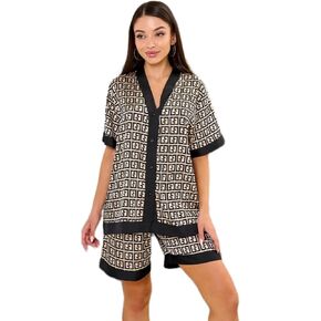 Button Down Women'S Pajama Sets Loungewear 2 Piece Shorts & Top in Saudi Arabia