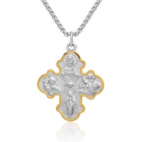 IceCarats 925 Sterling Silver Four Way Holy Cross Religious Medal Necklace Christian Pendant Scapular Charm in Kuwait