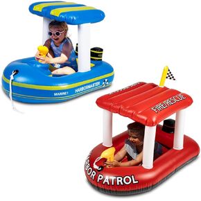 Zone Tech Inflatable Patrol Boat Pool Float and Harbor Master Boat Pool Float Ride On Fun Water Toy Squirter in Kuwait