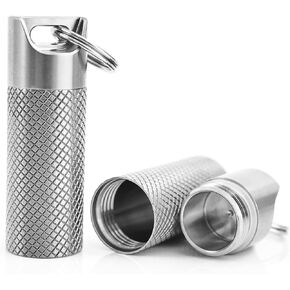 حامل حبوب منع الحمل من التيتانيوم المحمولة (2Pack) ، حاوية مفتاح حبوب منع الحاوية مقاومة للماء ، علبة حبوب صغيرة صغيرة للسفر ، حاوية صندوق حبوب منع الحمل ، زجاجات حبوب منع الحمل للتخييم في الهواء الطلق الجيب in Kuwait
