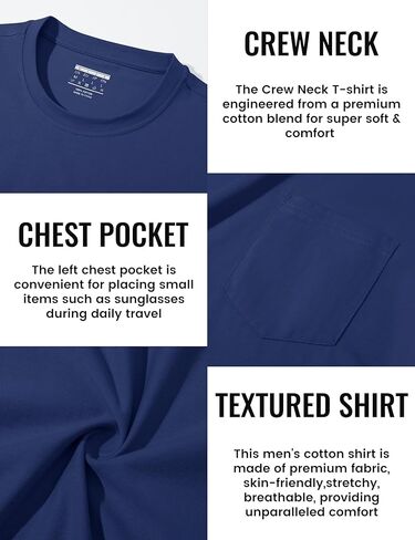 TACVASEN Mens Long Sleeve Tee Shirts Cotton Lightweight Casual Pocket Crew Neck Work T Shirts for All Season in Saudi Arabia