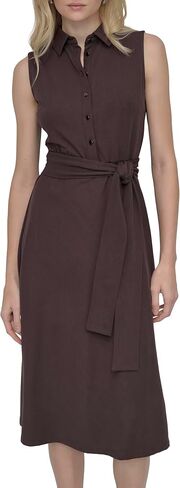 DKNY Women's Sleeveless Collared Neck Belted Midi Dress in Saudi Arabia