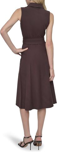 DKNY Women's Sleeveless Collared Neck Belted Midi Dress in Saudi Arabia