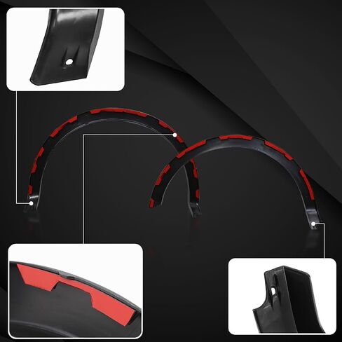 AutoZensation 4pc الأمامي + عجلات نمط المصنع الخلفية تغطي Fender Flares Black متوافق مع 2004-2008 Ford F150 ، 2007-2008 Mark LT Styleside in Saudi Arabia