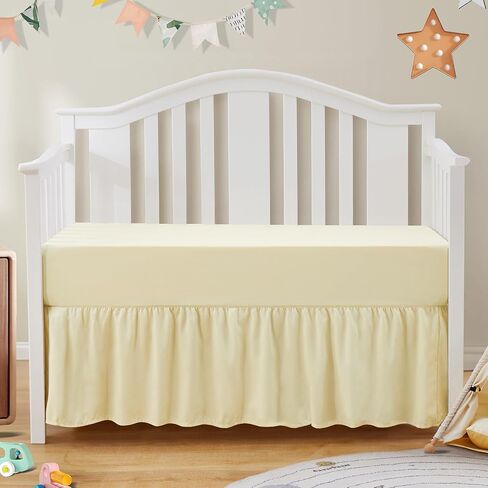 SiinvdaBZX 2-Piece Set Ruffled Crib Skirt & Crib Sheet, Sage Green | Microfiber Baby Bed Skirt 52"x28" + Adjustable Elastic 14" Drop, Fit for Baby Standard Crib & Nursery Toddler Bedding in Saudi Arabia