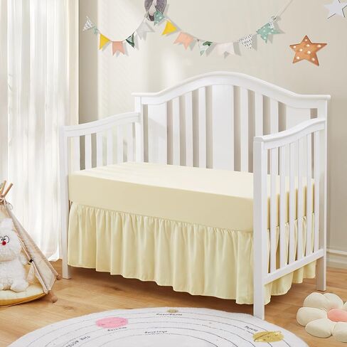 SiinvdaBZX 2-Piece Set Ruffled Crib Skirt & Crib Sheet, Sage Green | Microfiber Baby Bed Skirt 52"x28" + Adjustable Elastic 14" Drop, Fit for Baby Standard Crib & Nursery Toddler Bedding in Saudi Arabia