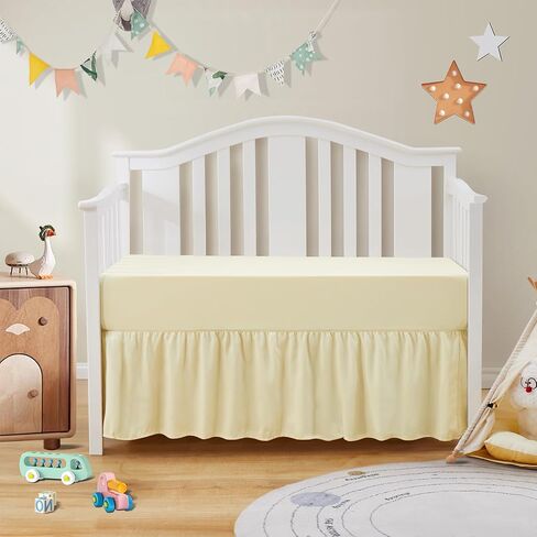 SiinvdaBZX 2-Piece Set Ruffled Crib Skirt & Crib Sheet, Sage Green | Microfiber Baby Bed Skirt 52"x28" + Adjustable Elastic 14" Drop, Fit for Baby Standard Crib & Nursery Toddler Bedding in Saudi Arabia
