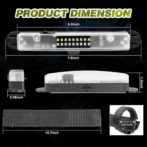 LED Dome Light Red and White Battery Powered, Magnetic Roll Bar Mount Car Interior Repair Truck Bed Lights for UTV ATV Golf Cart RZR Polaris Off Road Truck in Saudi Arabia