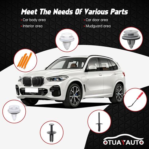 OTUAYAUTO 155PCS Universal Nylon Single Headed Christmas Tree Style Bumper Fastener Clips - Car Truck Pickup Body Fender Shield Retainers Rivets Assortment of Door Panel Push Pins with Removal Tool in Saudi Arabia