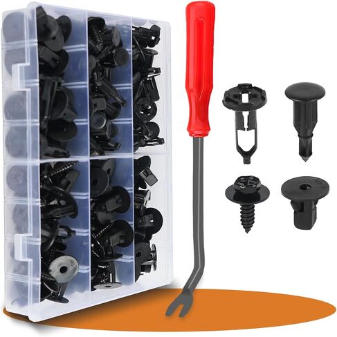 OTUAYAUTO 155PCS Universal Nylon Single Headed Christmas Tree Style Bumper Fastener Clips - Car Truck Pickup Body Fender Shield Retainers Rivets Assortment of Door Panel Push Pins with Removal Tool in Saudi Arabia