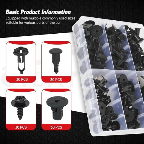 OTUAYAUTO 155PCS Universal Nylon Single Headed Christmas Tree Style Bumper Fastener Clips - Car Truck Pickup Body Fender Shield Retainers Rivets Assortment of Door Panel Push Pins with Removal Tool in Saudi Arabia